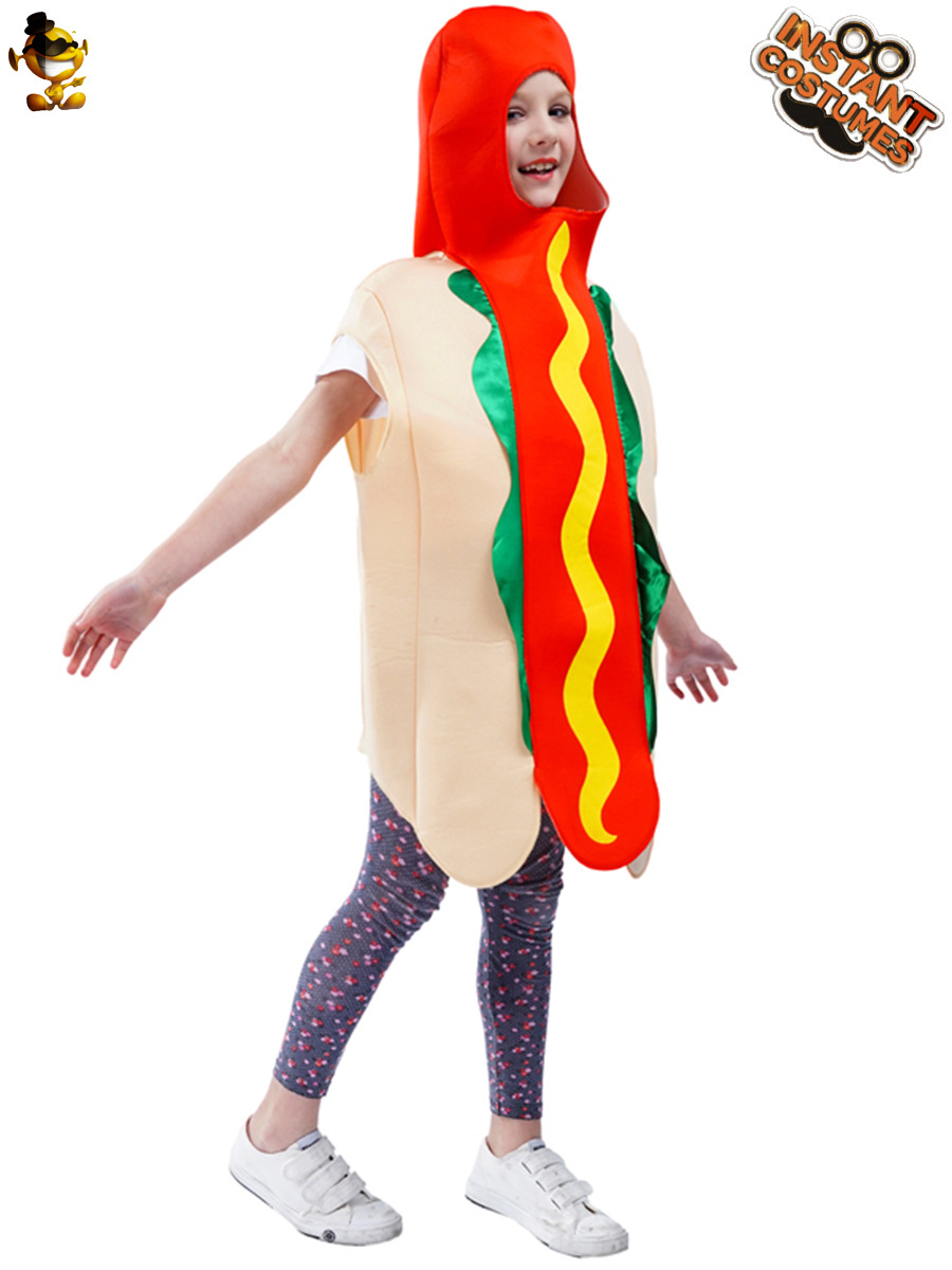 Los niños de Halloween parodia traje de perro caliente comida divertida fiesta de perro caliente Cosplay traje Cosplay