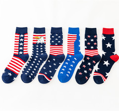 Autumn and winter new long tube happy socks men's flag cotton socks European and American casual trendy socks wholesale