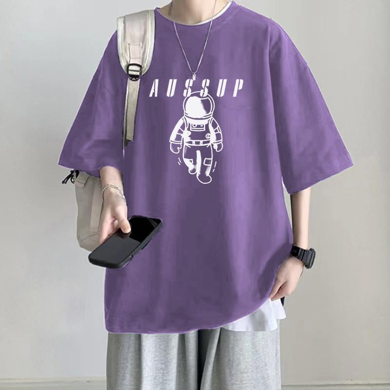 100% Cotton Heavy-weight T-shirt plus size Men's Summer Hong Kong Style Loose Casual Students Handsome Short-sleeved Ins Trendy Men 100% Cotton Heavy-weight T-shirt plus size Men's Summer Hong Kong Style Loose Casual Students Handsome Short-sleeved Ins Trendy Men