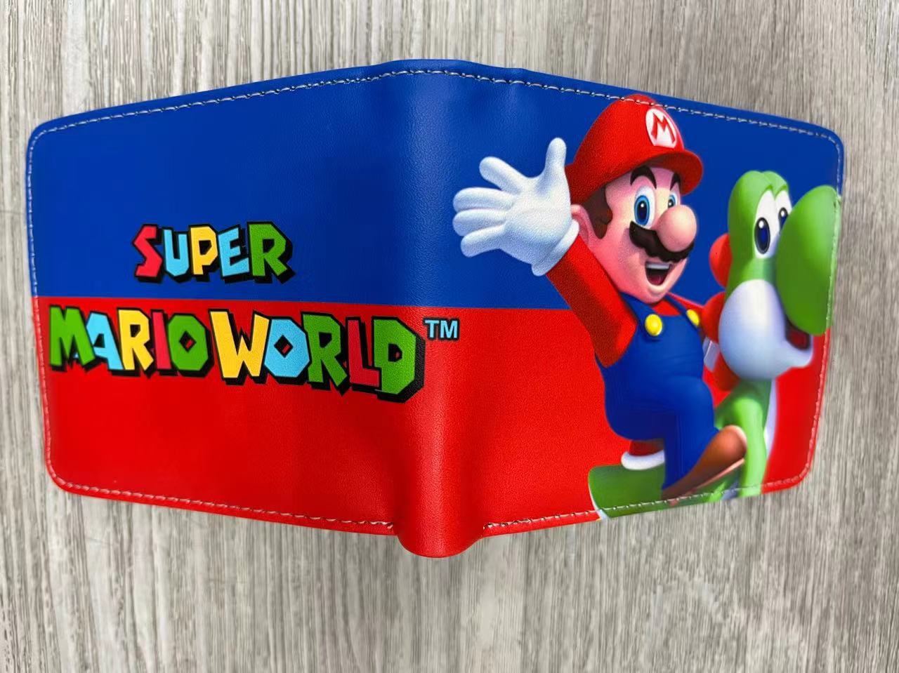 Nuevo Super Mary cartera corta Super Mario estudiante unisex pu cuero Snap cartera