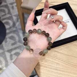 小众设计黑发晶多宝手链 女五行好运串珠水晶手串饰品 祖母晶手串