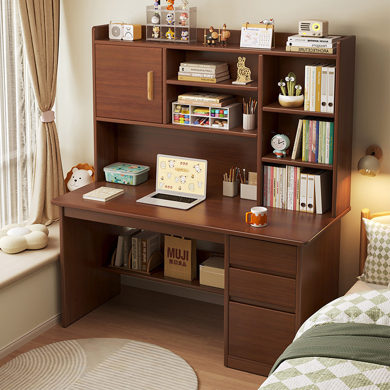 Solid Wood Core Desk, Adult Home Study Desk, Desktop Computer Desk, Simple Modern Office Desk, Bedroom Desk with Drawers