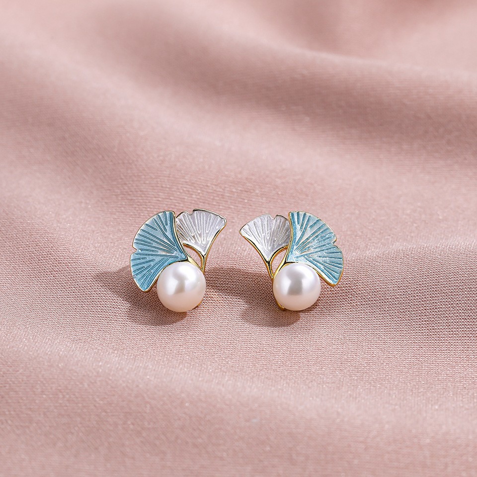 은행 잎 진주 귀걸이