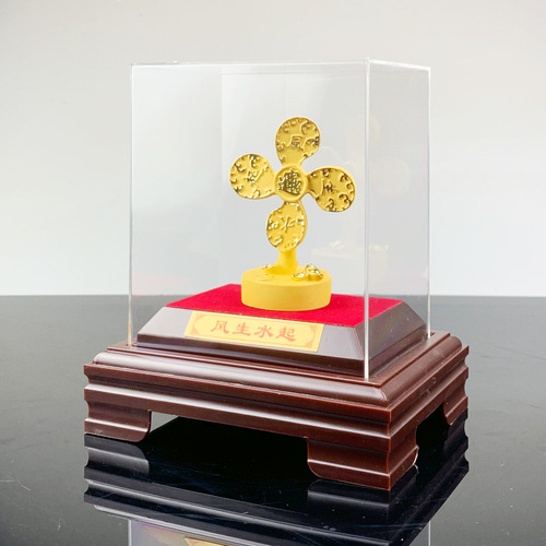 New Arrival Embroidery Gold Wind-Rising Windmill Ornament Creative Wealth Attracting Home and Business Gift Wholesale