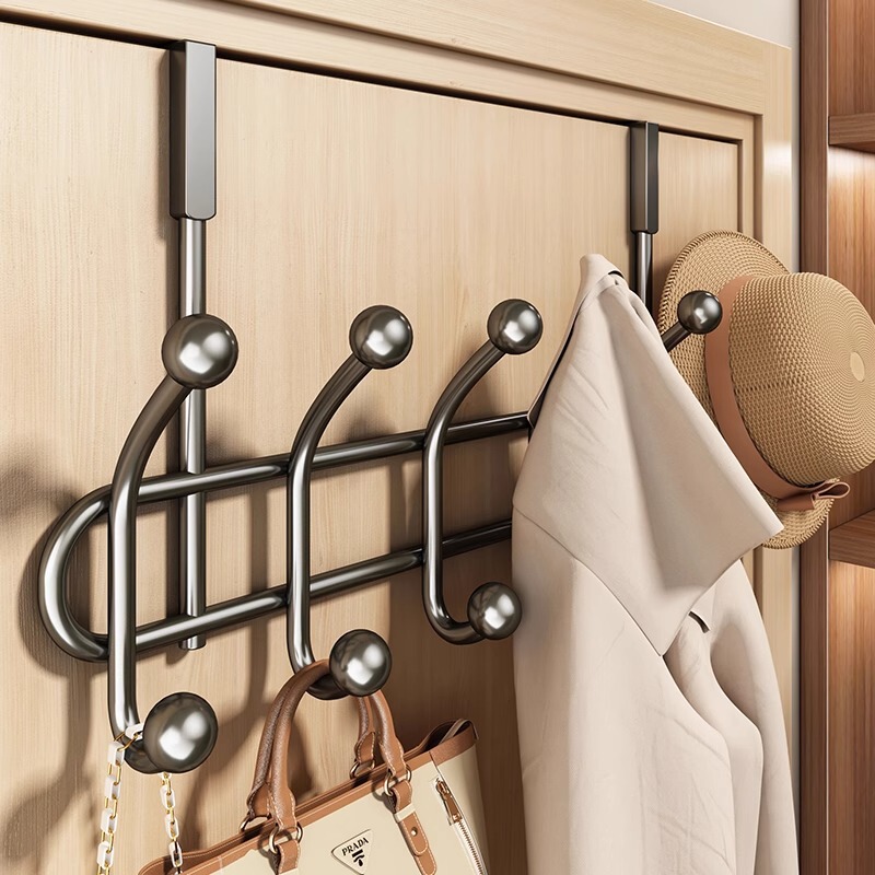 Door Hook Hanger Punch-free Strong Wall Load-bearing Bedroom Door Hanging Clothes Bag Storage Rack