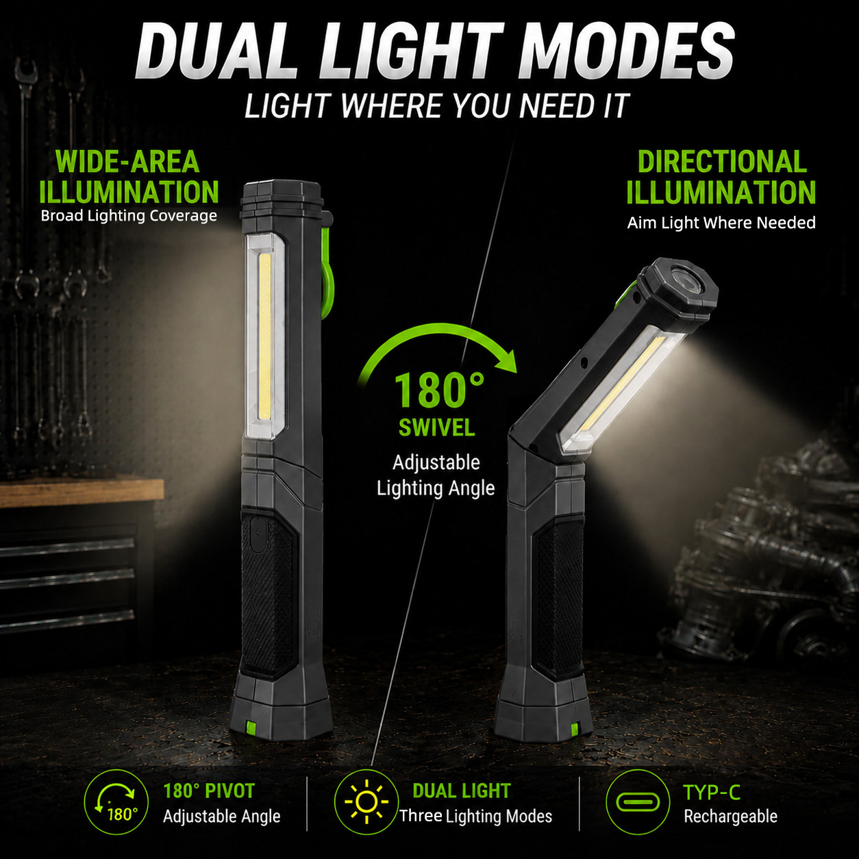 In-Stock 2026 New Model Led Car Repair Light Outdoor Emergency Car Repair Light Rechargeable Magnetic Cob Car Work Light