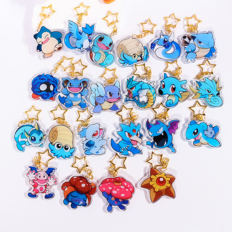Cross-Border Hot-Selling Cartoon Pokémon Derivative Peripheral Acrylic Material Keychain Blue Ocean Style New Style