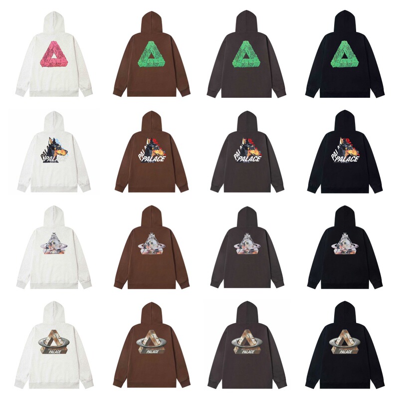 Palace Trendy Brand Doberman Dog Head Rusted Spaceship Letter Logo Fleece Hooded Sweatshirt
