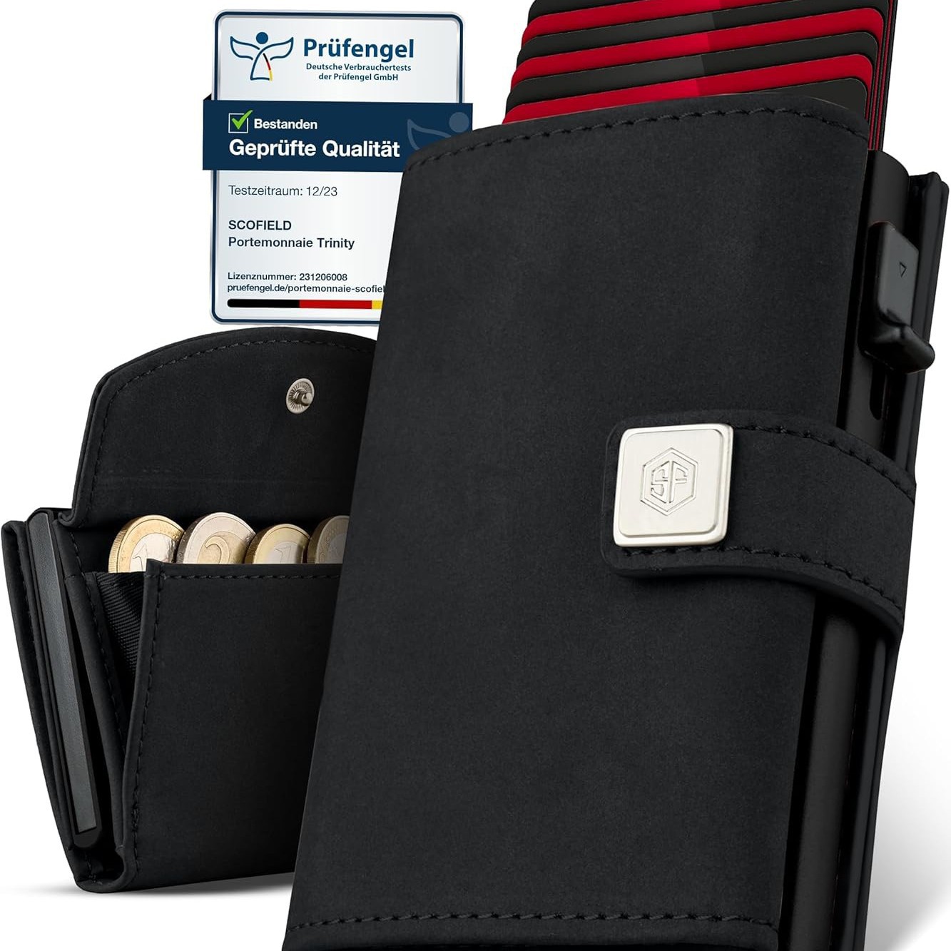 RFID antirrobo transfronterizo cepillo de tarjeta de aleación de aluminio multi-tarjeta con bolsa de cambio cartera de fibra de carbono cartera de negocios para hombres