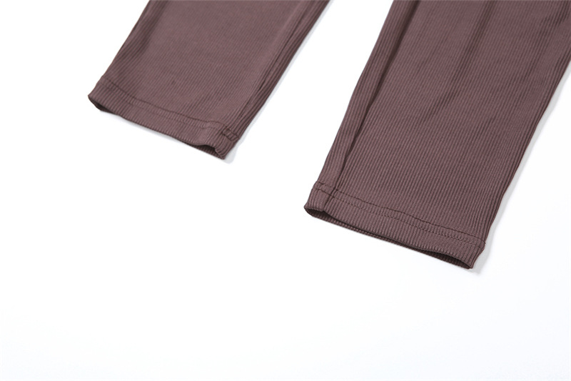 Fall Women Clothing Sexy Yoga Low Collar Solid Color Long Sleeve Narrow Slim Long Jumpsuit