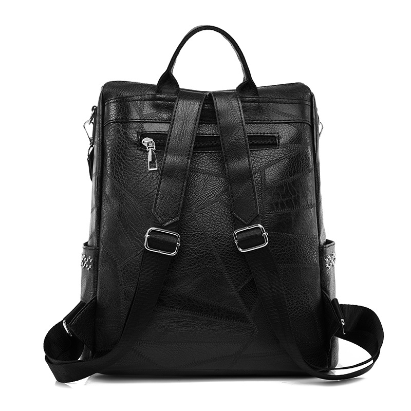 2023 verano coreano casual mujer PU mochila moda remache simple de gran capacidad multifunción mochila antirrobo