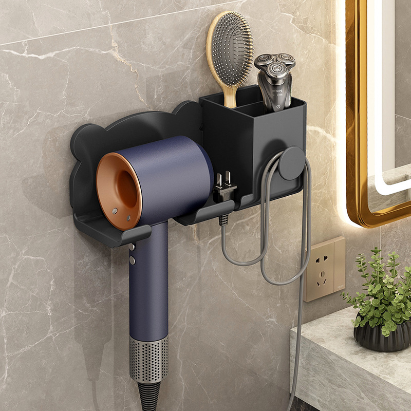 Cross-border punch-free hair dryer rack bathroom storage rack electric hair dryer storage rack wall-mounted multi-functional storage rack