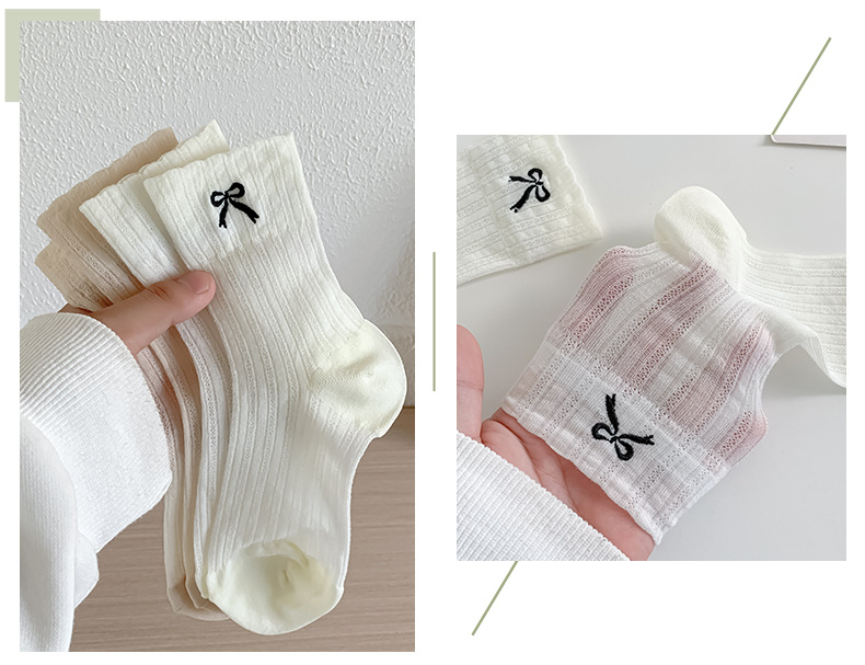 A Pair Quantity Holiday, Daily Occasion Women's Sweet Bow Knot Cotton Crew Socks A Pair