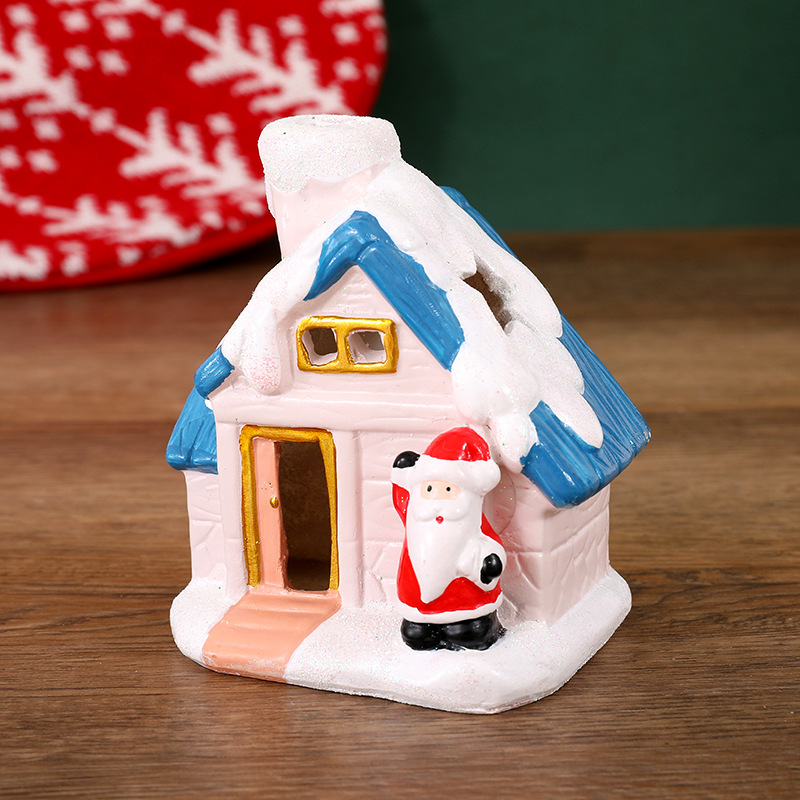 Nueva casa pequeña emisora de luz transfronteriza Casa de nieve de estilo europeo Santa Claus muñeco de nieve decoración de la casa decoraciones de Navidad