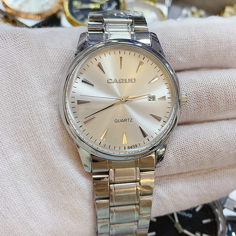 Caquo High-End Simple Steel Band Calendar Men's Watch Life Waterproof Men's Watch Manufacturer Spot Wholesale Cross-Border