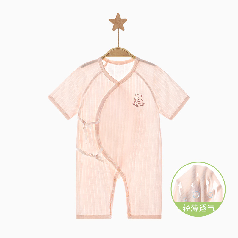 Ropa de bebé de una pieza Ropa de verano para recién nacidos para niños pequeños 0 Manga corta de marzo Estilo delgado Monk mampara pijamas Ropa de verano para bebés