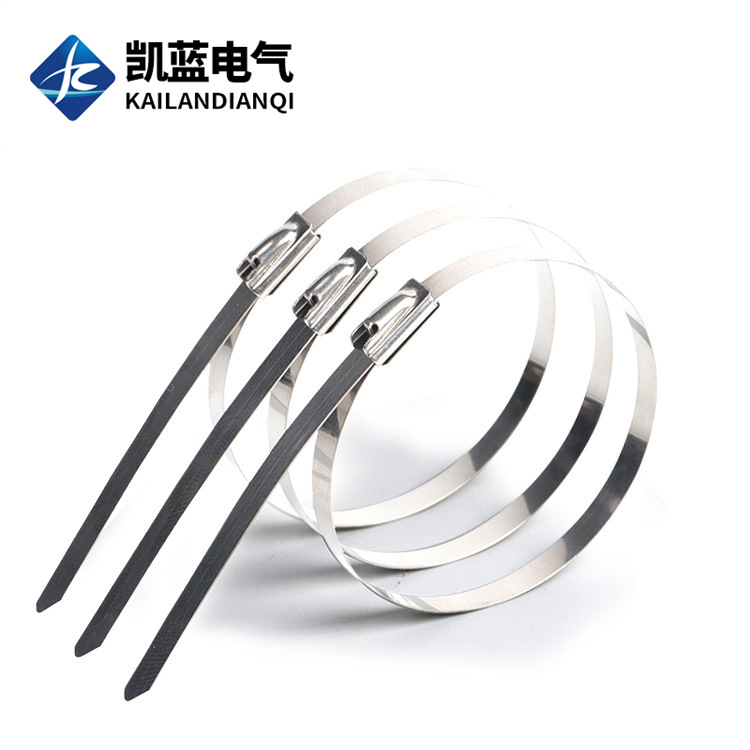 厂家供应304不锈钢扎带5*250自锁金属扎带白钢绑带扎丝束线捆绑带