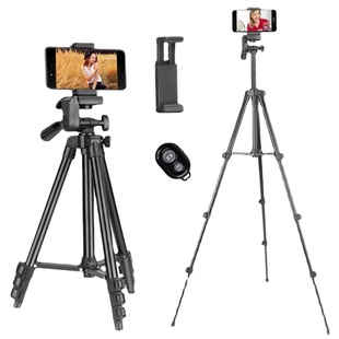 Factory 1.3m aluminum alloy mobile phone camera tripod mobile phone live broadcast bracket with Bluetooth camera rotatable spot