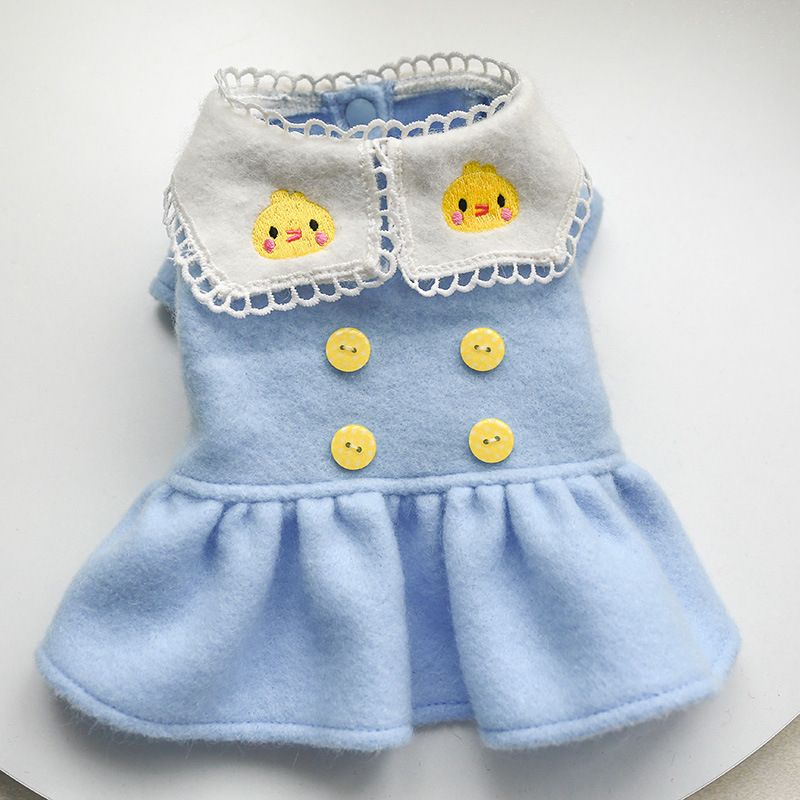 乖乖小鸭蓝色呢子裙_5185