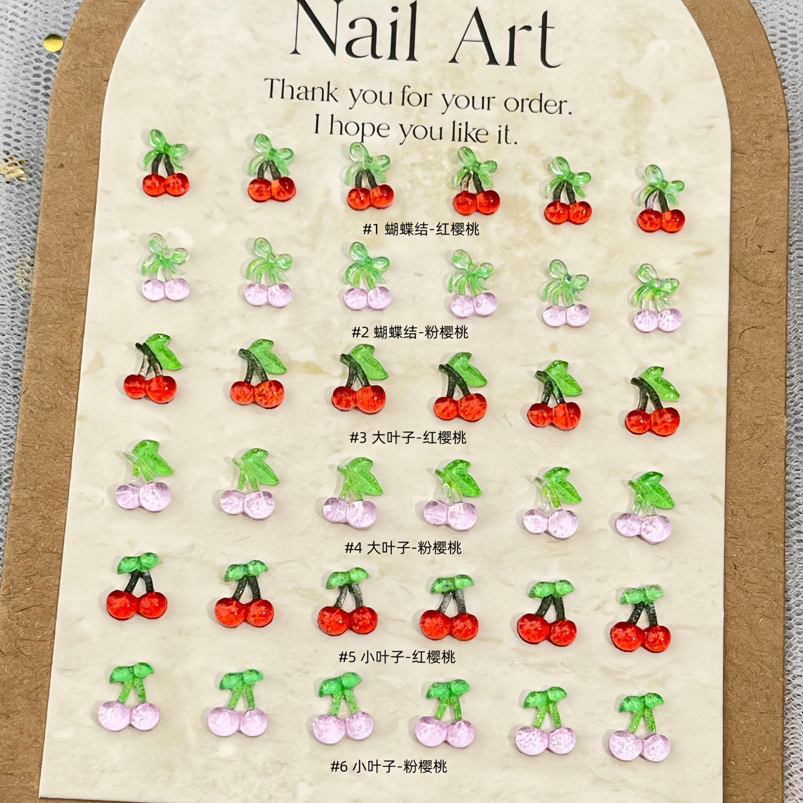 Mini cherry cartoon nail art decorations, a fresh and versatile style, cherry fruit resin rhinestones for DIY nail art accessories