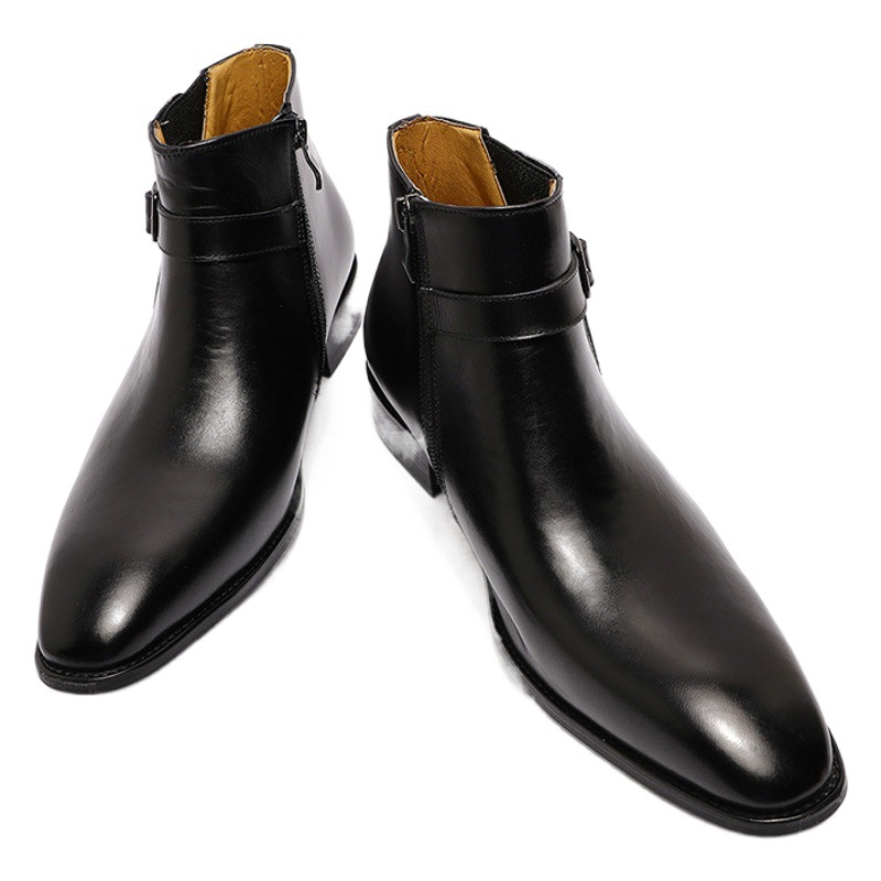 Botas Chelsea europeas y americanas de cuero genuino para hombre, botines cortos para hombre, zapatos transfronterizos para hombre, botines Chelsea hechos a mano