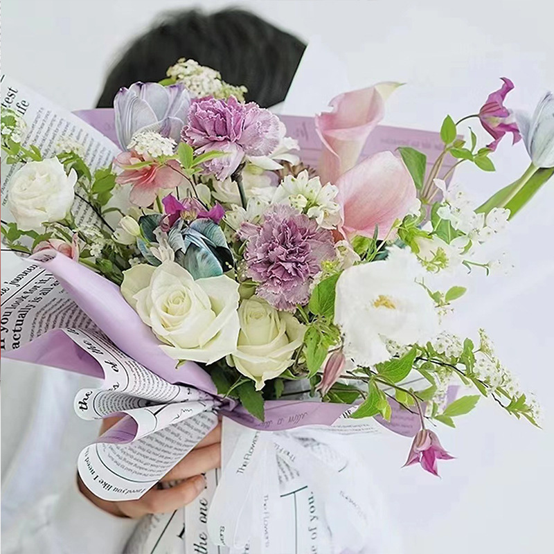 Fábrica de fiestas de flores nuevo diseño de papel de embalaje de flores de doble color florista papel de embalaje de cajas de regalo