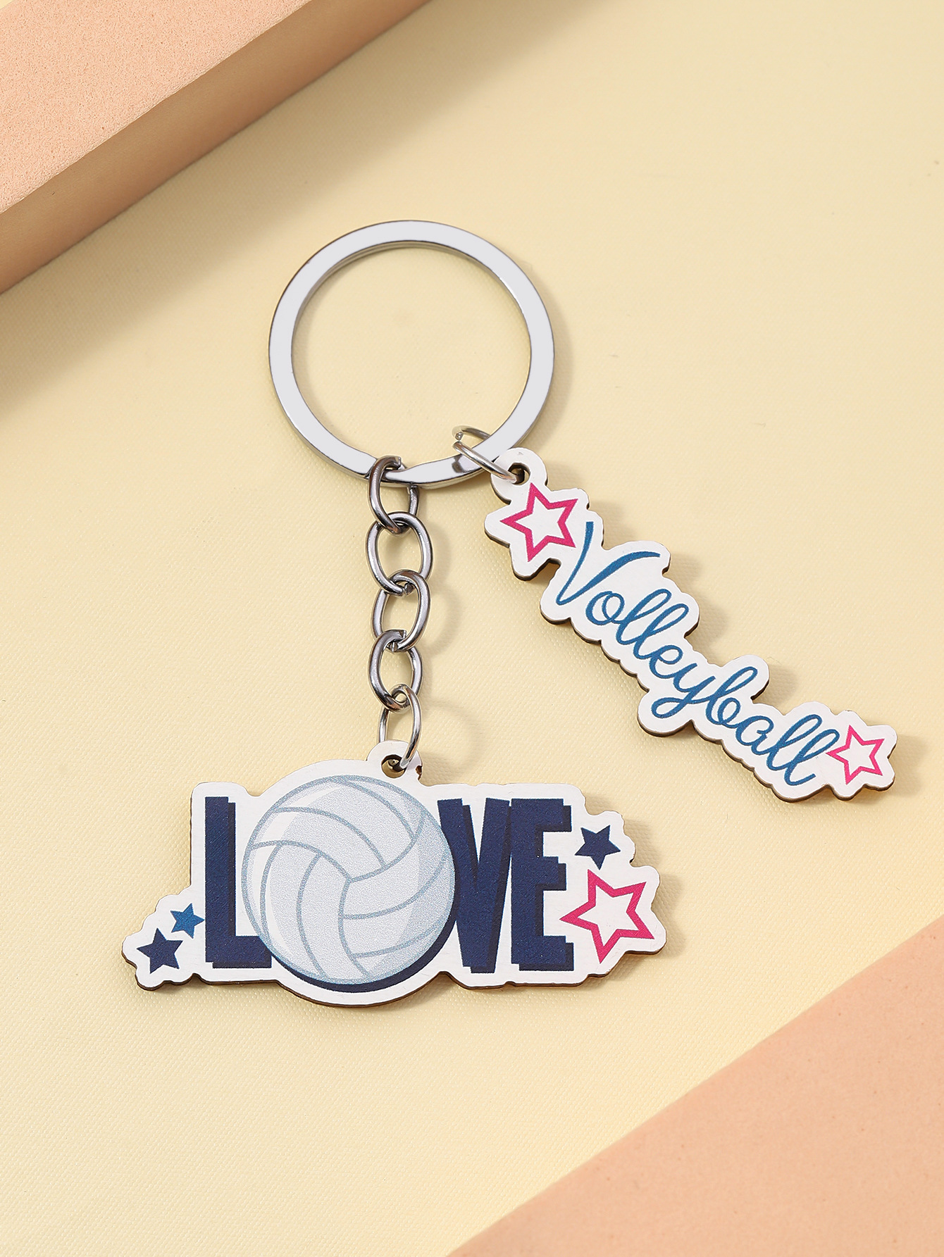12g Weight Keychain Classification Daily Occasion Wood Material Letter, Ball Pattern Unisex Gender Sports Style Sports Letter Ball Wood Unisex Keychain 10