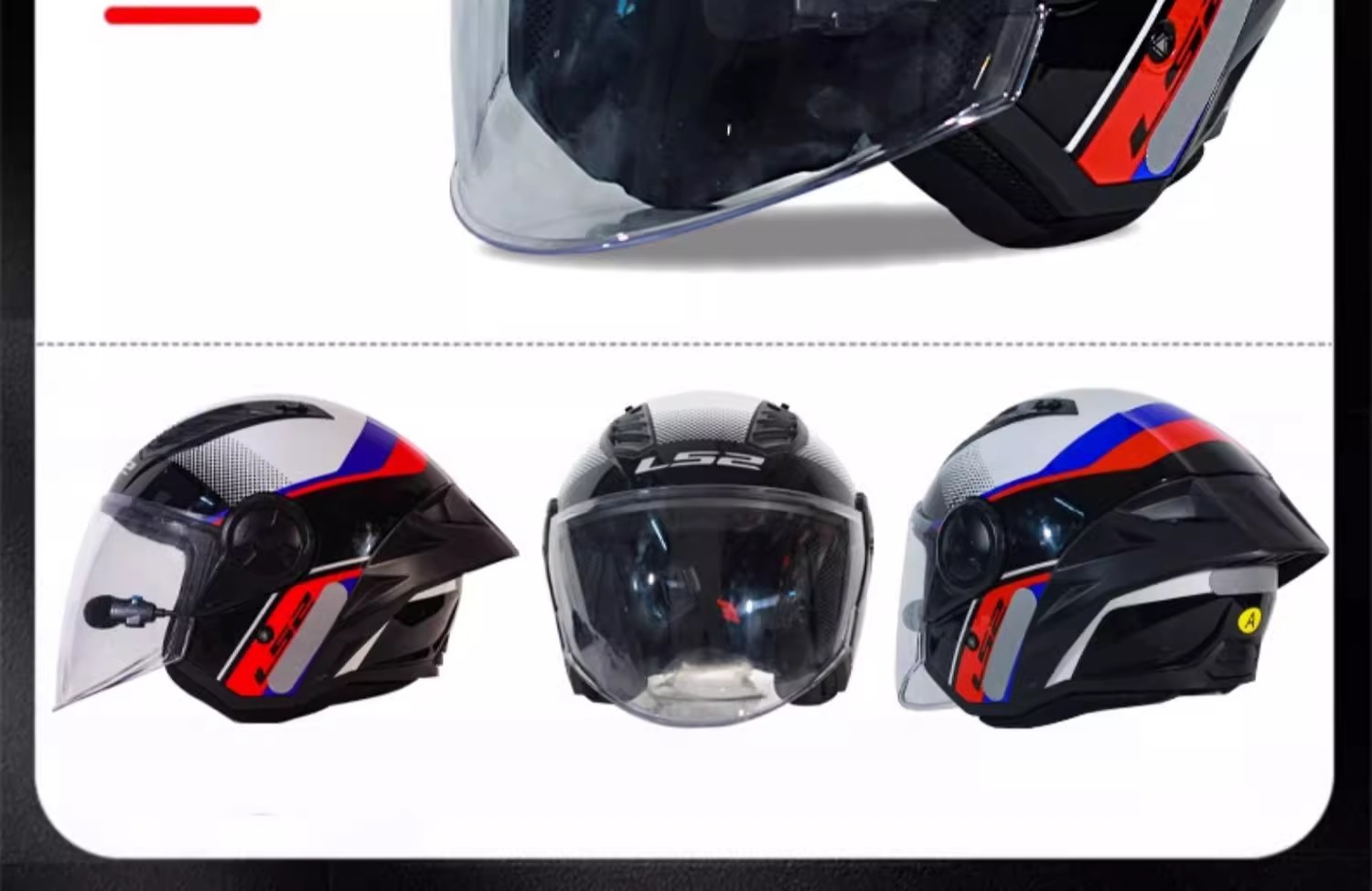 LS2 motorcycle helmet men's and women's motorcycle four seasons electric car half helmet scooter 3/4 give Bluetooth OF616