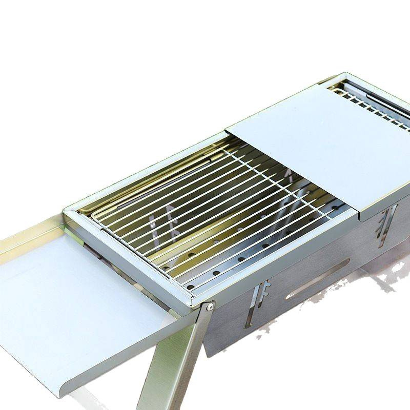 不锈钢新型烧烤炉家用室内户外露营木炭便携式折叠一体式烤肉架子|undefined