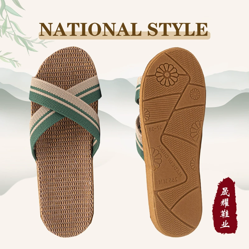 Летние новые льняные тапочки, женские домашние сандалии для пар и тапочки, дышащие легкие напольные сандалии и тапочки оптом