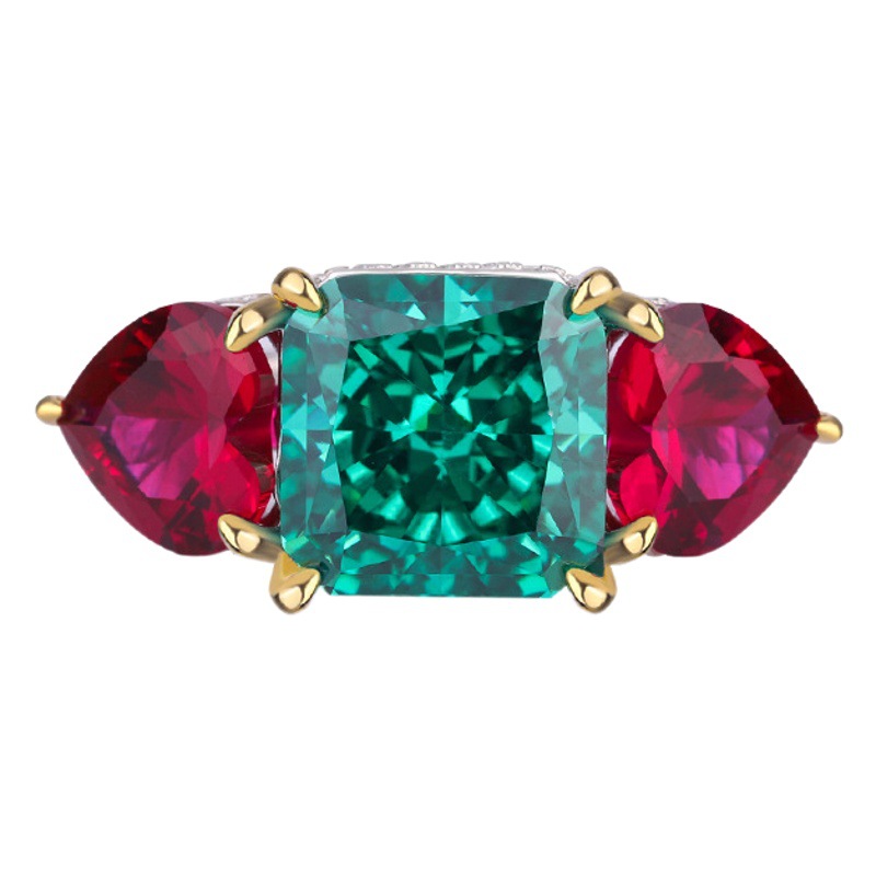 Zhuang sheng joyería S925 plata diamante de alto carbono color a juego anillo cuadrado 10*10 cerrado boca 5 quilates anillo en forma de corazón 8*8