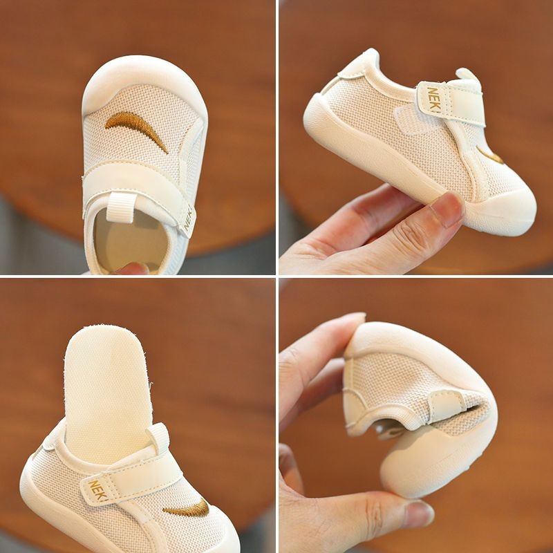 Babyschuhe, Kleinkindschuhe, Frühlingsnetzschuhe, weiße Jungenschuhe gegen Stürze, weiche Frühlings- und Herbstsohlen, 2 Einzelschuhe für weibliche Säuglinge, 1 Jahr alt_voghion.com