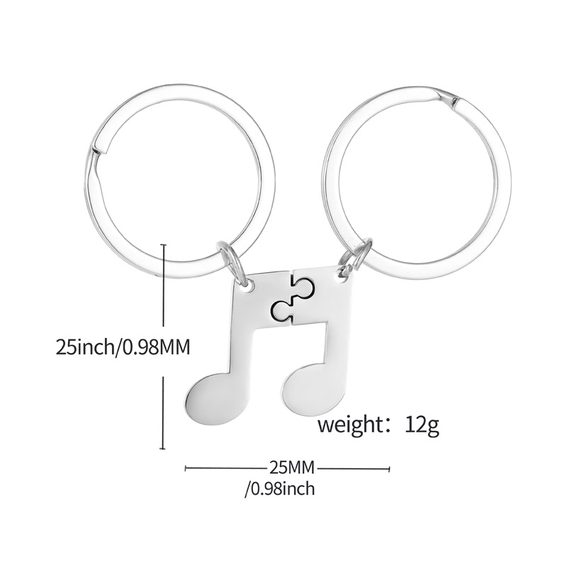 15g Weight Simple Style Notes 201 Stainless Steel Valentine'S Day Unisex Keychain