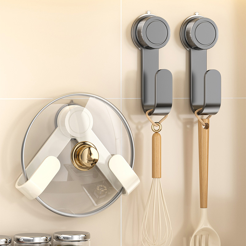 Suction Cup Rotating Pot Cover Rack Wall-mounted Non-perforated Household Kitchen Storage Rack Storage Rack Chopping Board Rack