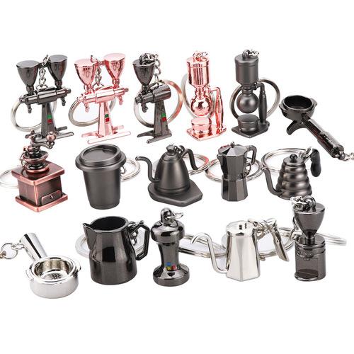 Coffee keychain coffee cup keychain mini cup keychain coffee pot grinder bag small pendant