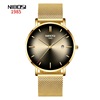 Waterproof fashionable calendar, ultra thin quartz men's watch for leisure, European style