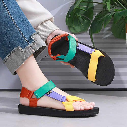 Summer Colorful Hiking Shoes for Women, Flat Heel Casual Sandals, Flat Shoes, Casual Soft Sole Women's Beach Shoes