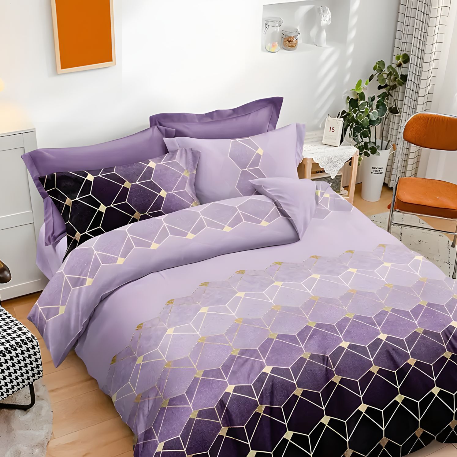 TEMU / JIT Transfronterizo Visita al hogar lujoso ligero de lujo patrón de mármol geométrico 3D impresión digital Kit de colcha