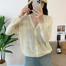 镂空冰丝针织开衫女春季新款配吊带裙子外搭披肩薄款小外套空调衫