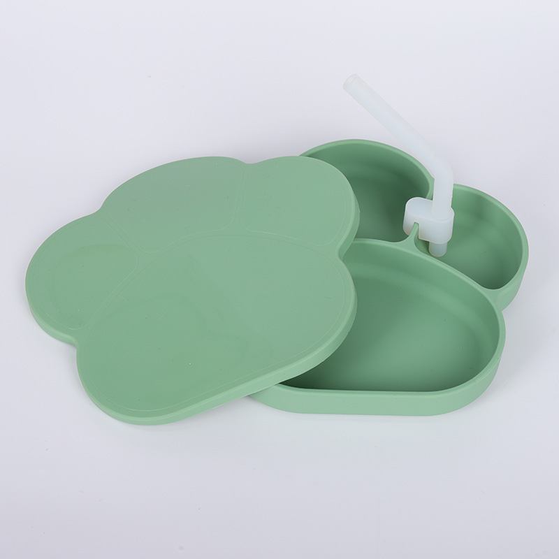 녹색 접시 + 녹색 뚜껑 + 빨대 + 클립