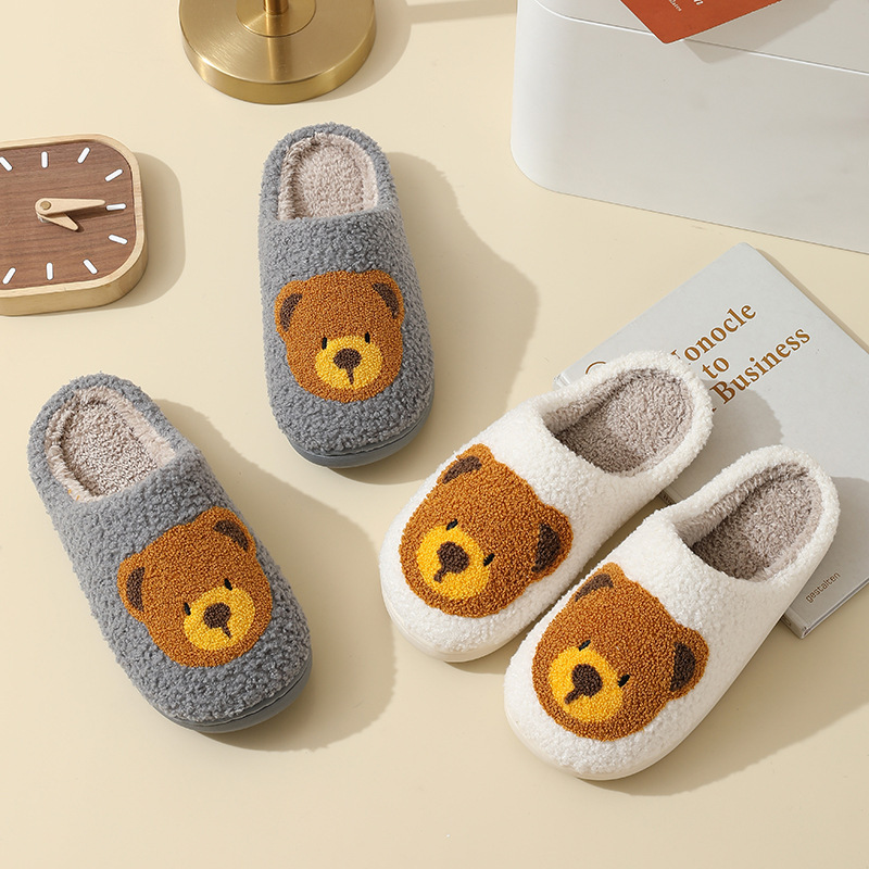 New Comfortable Home Bear Head Cute Warm Winter Cotton Slippers Couple Men and Women Thick Bottom Soft Bottom Cartoon Cotton Shoes New Comfortable Home Bear Head Cute Warm Winter Cotton Slippers Couple Men and Women Thick Bottom Soft Bottom Cartoon Cotton Shoes