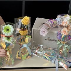 幻彩箔押し輝く直筒袋英語花花束包装バラ単枝袋diy材料花屋花芸