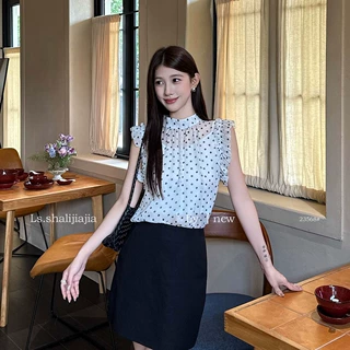 LS 法式减龄甜美气质波点小衫女广州十三行2026夏季新款上衣23568