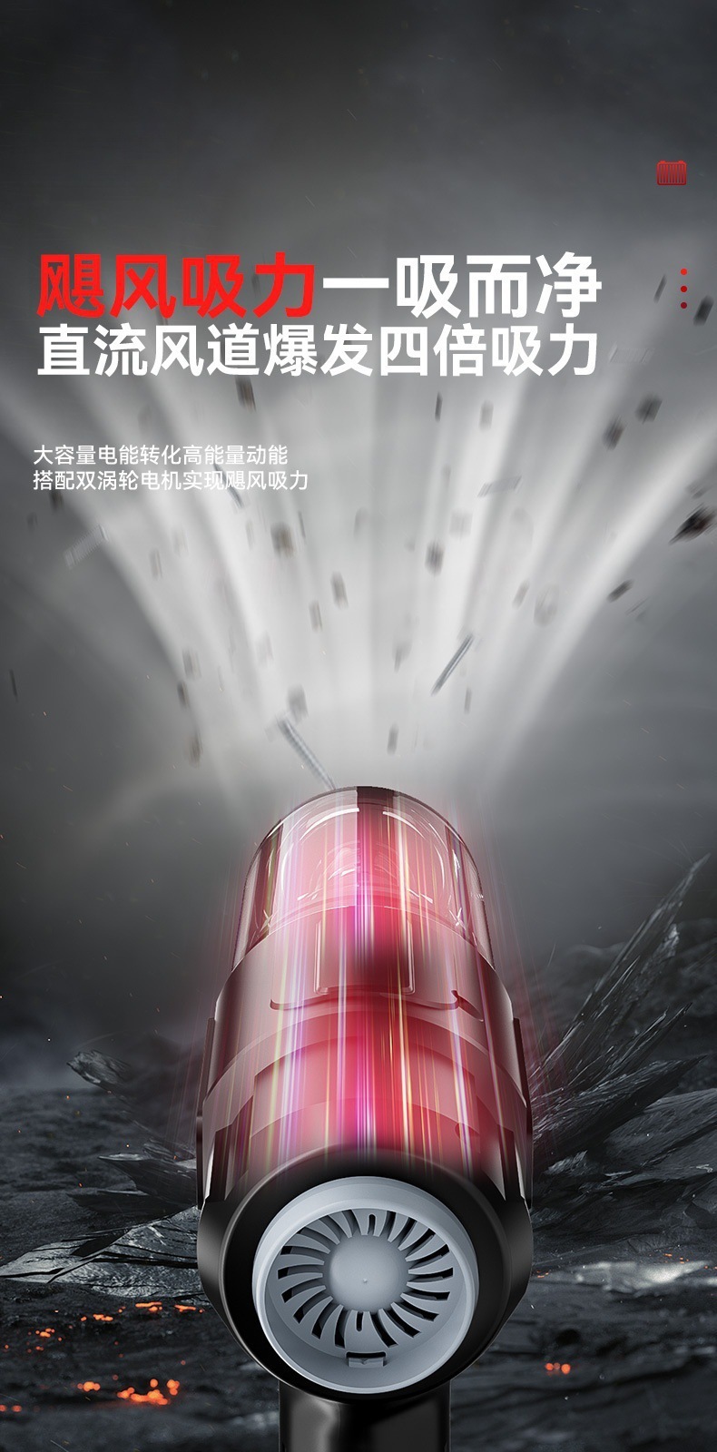 Lithium-Ion Car Vacuum Cleaner Handheld Small Ultra-Powerful Wireless Charging Household Suction and Blowing Dual-Purpose Car with Large Suction Power