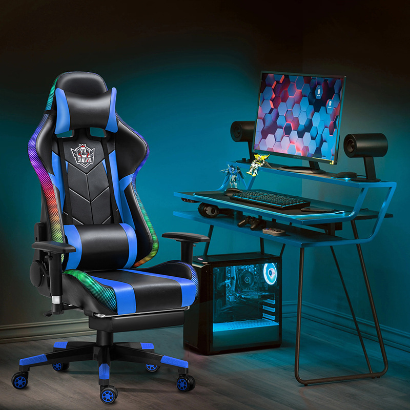 Reposabrazos de elevación reclinable RGB e-sports silla almuerzo descanso iluminación cómoda silla de juego silla giratoria Cuerpo Humano Silla de ordenador