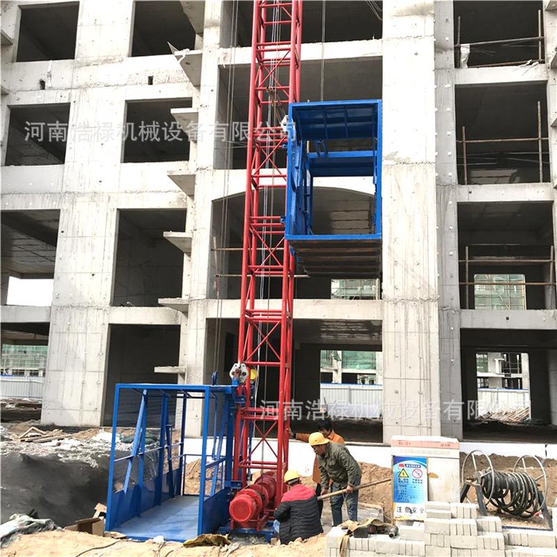 浩禄双笼物料提升机 SS1T/1T型建筑施工升降机 工程用水泥上料机