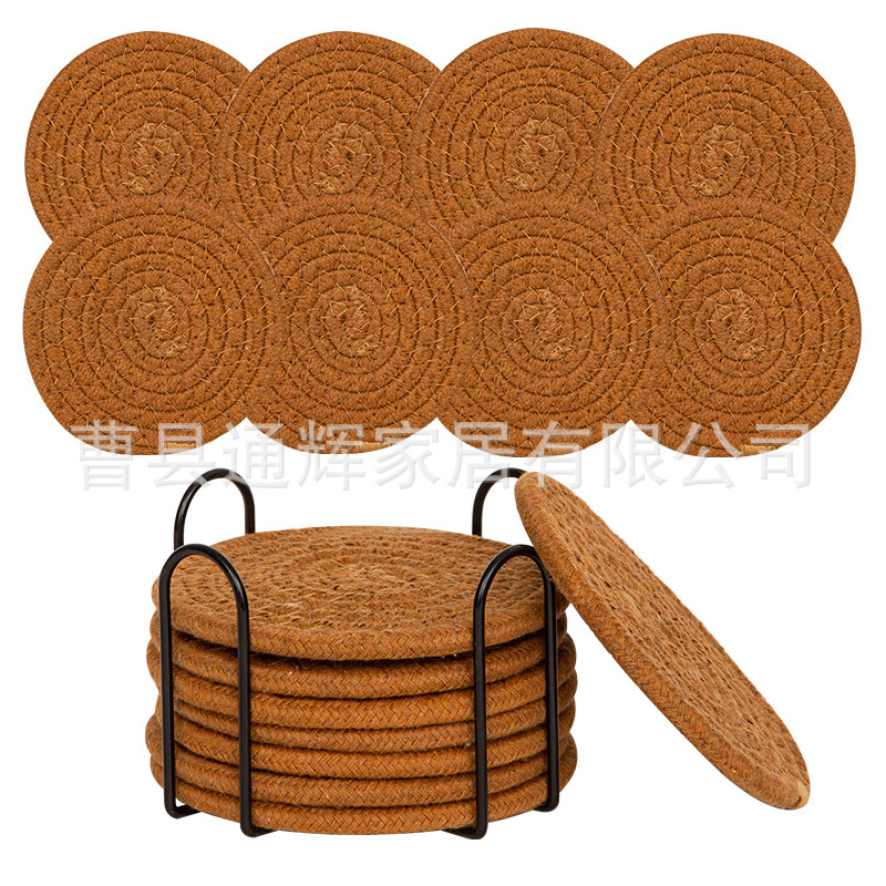 Tazas de algodón trenzadas de alambre nórdico almohadilla de mortero de cocina de mesa de comedor espesa almohadilla aislante de calor almohadilla de algodón trenzada redonda