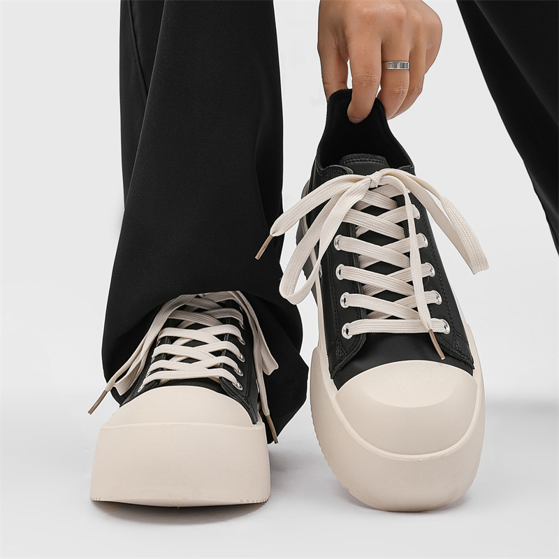 Mickey Big Toe Derby Shoes for Men, Spring Breathable Thick-Soled Height-Increasing Casual Versatile Sneakers, Niche Design Same Style Leather Shoes