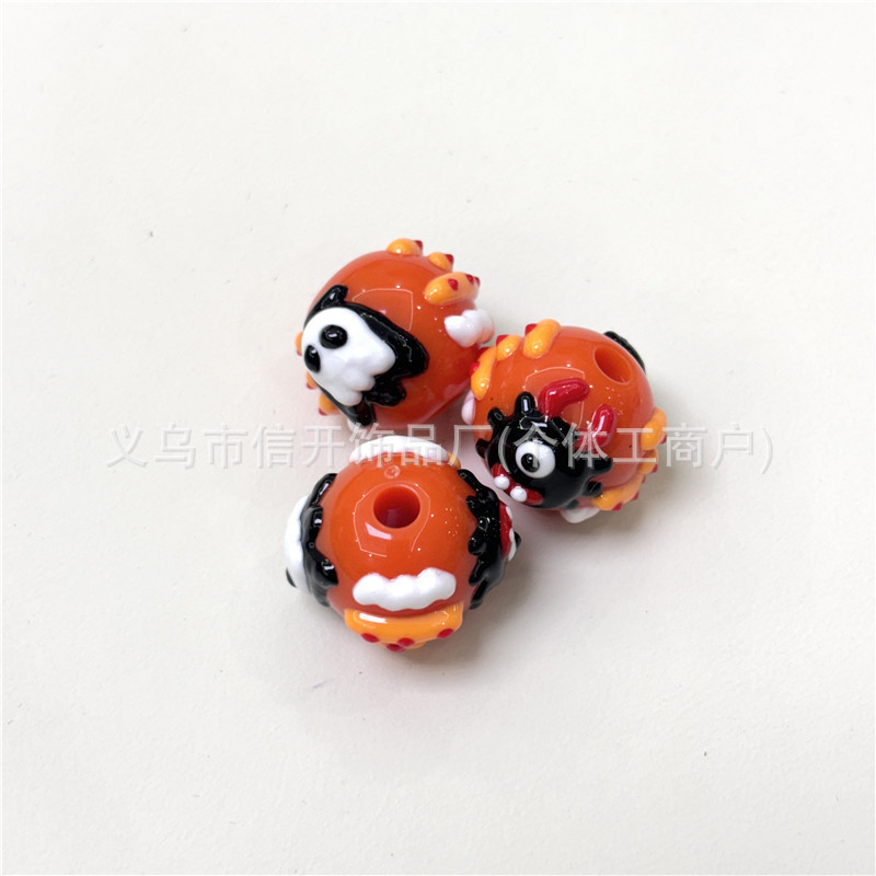 通孔万圣节系列手绘圆珠串珠笔配件手机钥匙包链diy手工饰品串珠|undefined