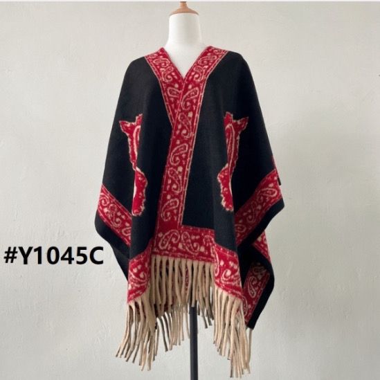 45-89 Tinta pintada capa gruesa caliente de color contrastante otoño invierno nuevo bufandas de capa de bordilla nacional chal a cuadros